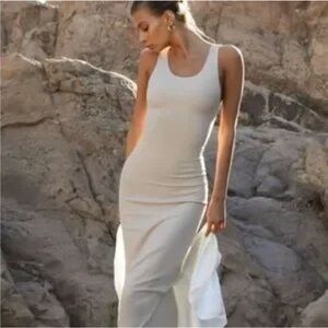 Joah Brown Ribbed Bodycon Maxi Dress - S/M